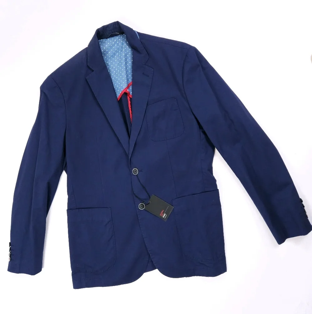 Riviera Red Men's Sport Coat Lightweight Summer Cotton Blazer Navy Blue 40 R NWT